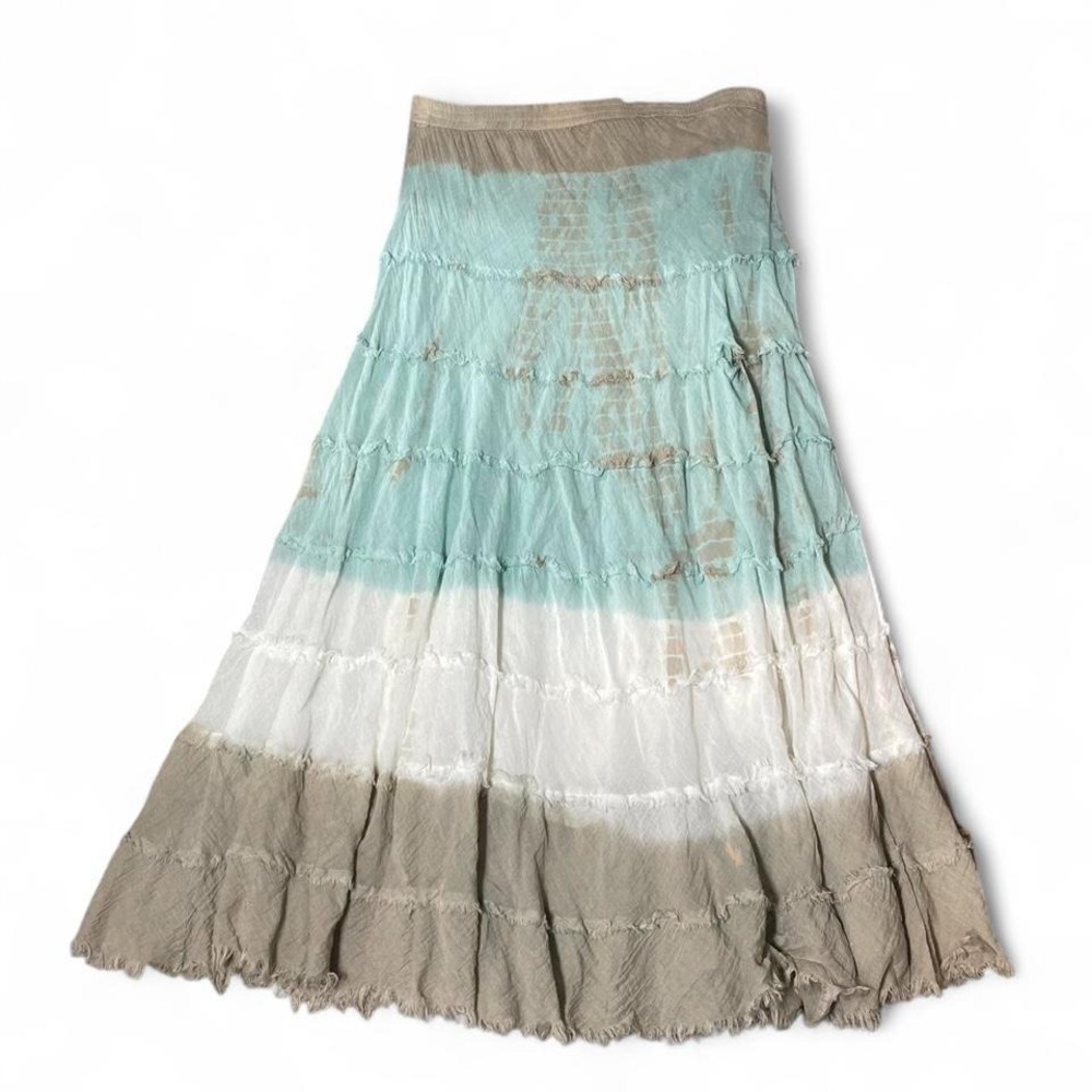 blue and brown ombré maxi skirt with faux tiered detailing - Picture 5 of 7
